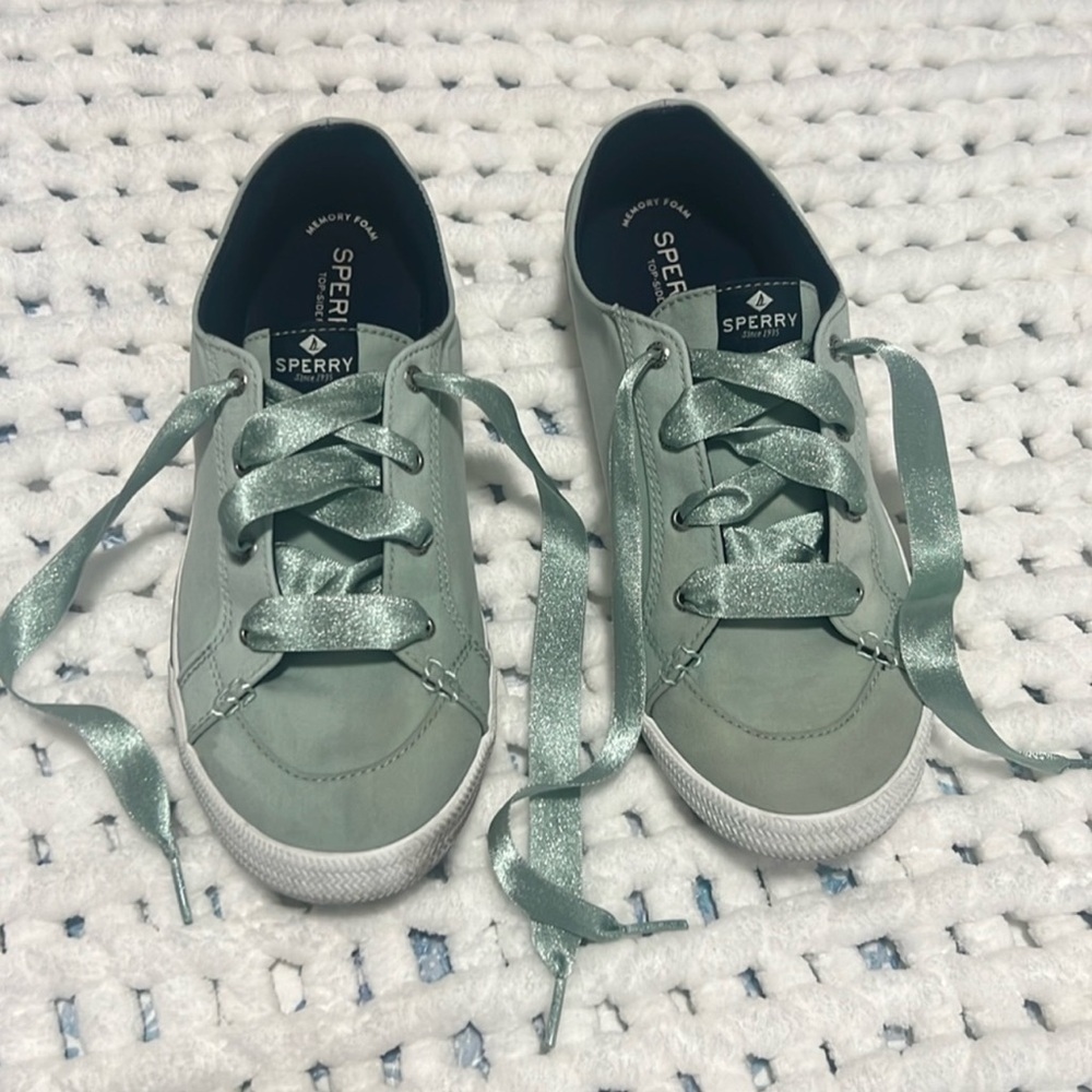 Sperry light green shoes